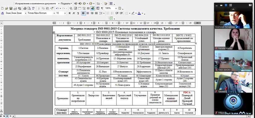 Титаренко Анатолий Алексеевич подробно изложил материал по структуре стандарта ISO 9001:2015; контексту организации; менеджменту рисков; процессному подходу; целям и возможностям; методике и результатам внутреннего аудита СМК, влияющим на успешность прохождения  сертификационного аудита по ISO 9001 со стороны органа по сертификации